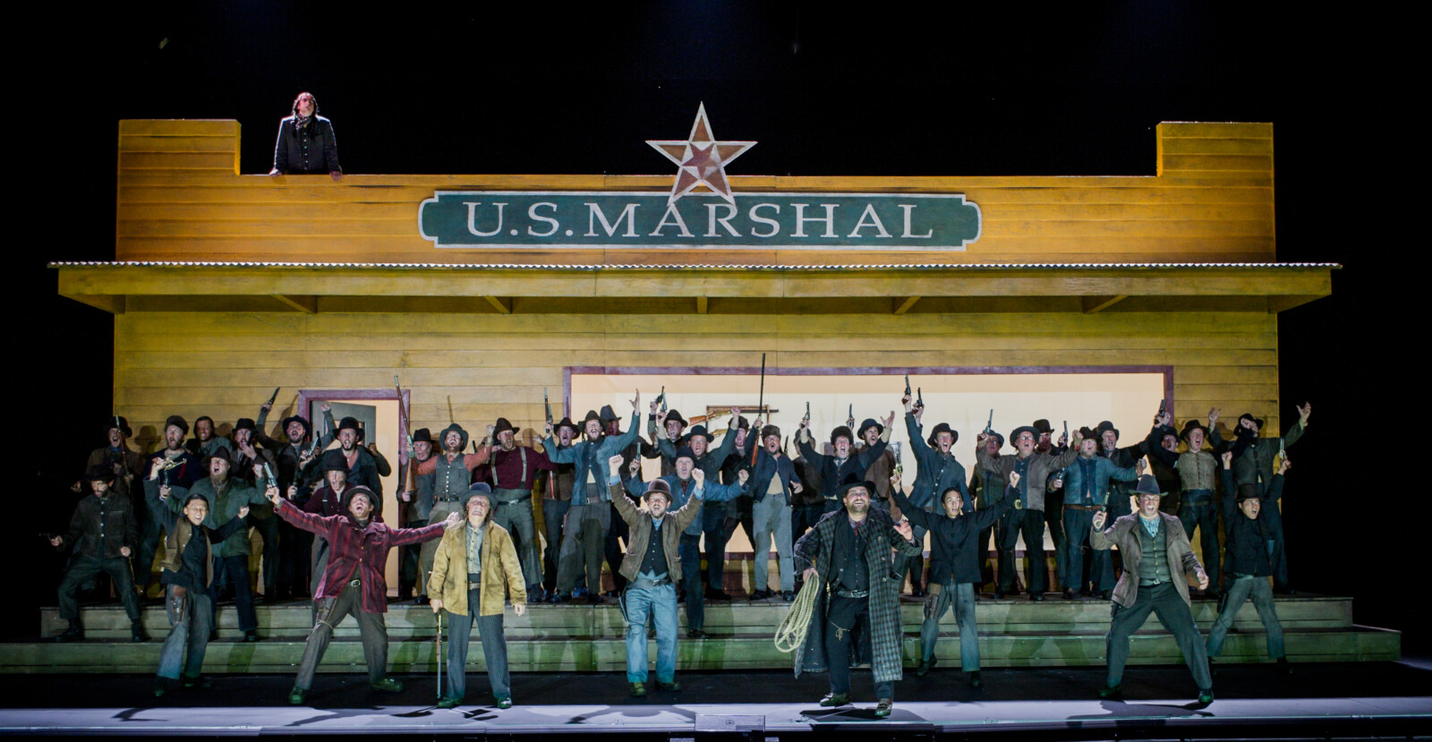 The Girl of the Golden West – Giacomo Puccini – English National OperaDirector – Richard JonesConductor – Keri-Lynn WilsonDesigner – Miriam BuetherCostumes – Nicky GillibrandLighting – Mimi Jordan SherinChoreographer – Lucy BurgeMinnie – Susan Bul