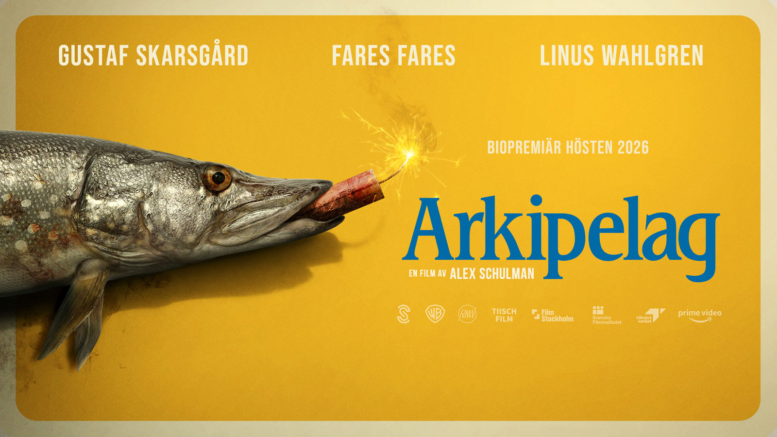 Banner med information om filmen Arkipelag som är Alex Schulmans regidebut